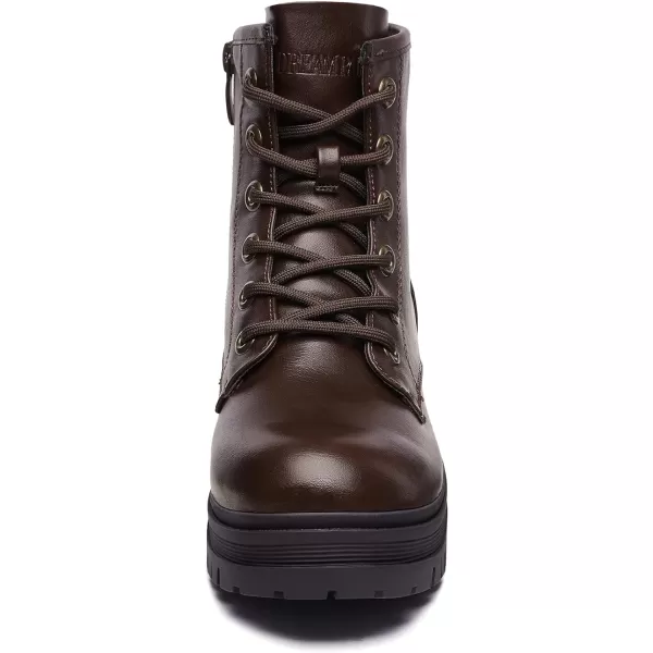 imageDREAM PAIRS Black Laceup Combat Boots Ankle Booties for WomenBrown