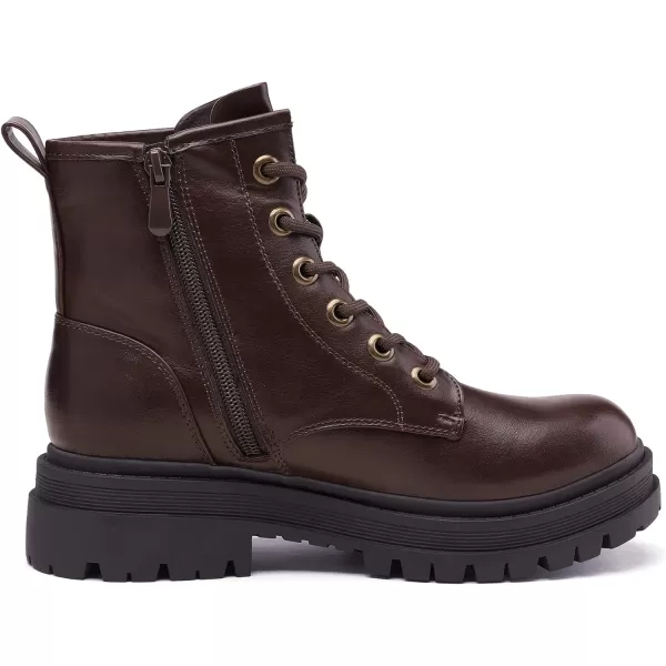 imageDREAM PAIRS Black Laceup Combat Boots Ankle Booties for WomenBrown