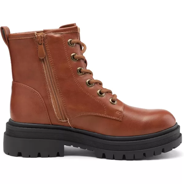 imageDREAM PAIRS Black Laceup Combat Boots Ankle Booties for WomenCamel