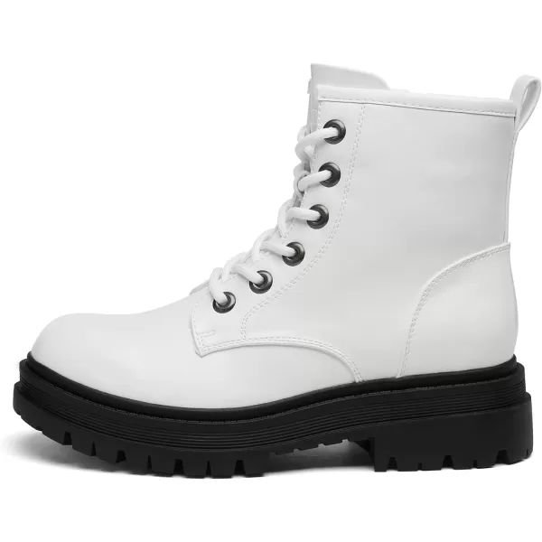 imageDREAM PAIRS Black Laceup Combat Boots Ankle Booties for WomenWhite