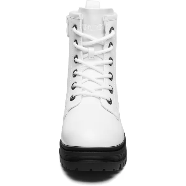imageDREAM PAIRS Black Laceup Combat Boots Ankle Booties for WomenWhite