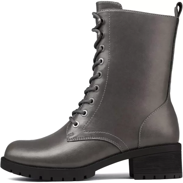 imageDREAM PAIRS Black Laceup Combat Boots Midcalf Military Winter Boot for WomenGreyPu