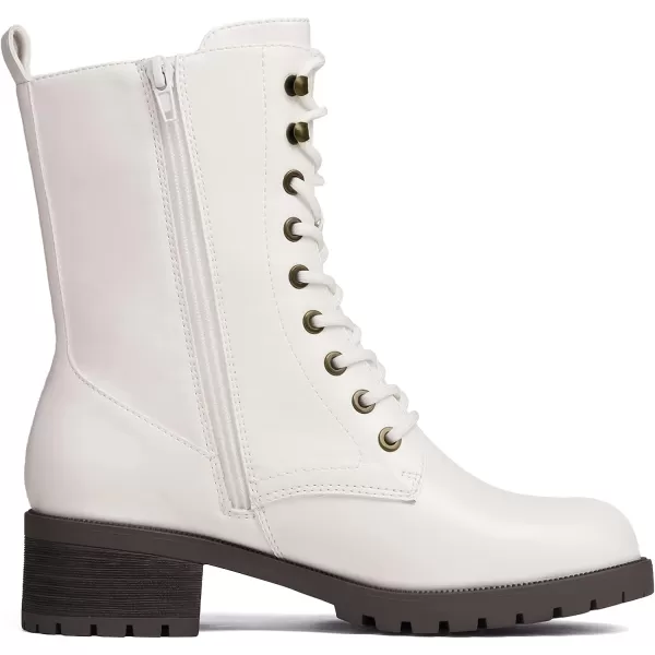 imageDREAM PAIRS Black Laceup Combat Boots Midcalf Military Winter Boot for WomenWhitePu