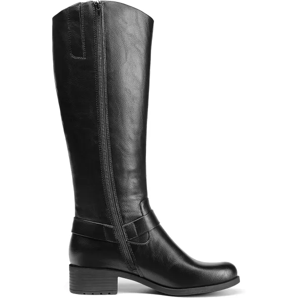 imageDREAM PAIRS Boots For Women Knee High Comfortable Pull On Side Zipper Buckle Riding BootsBlack