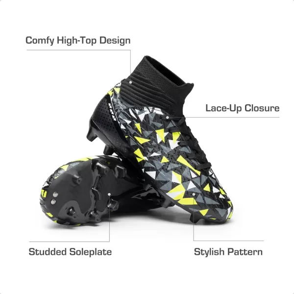 imageDREAM PAIRS Boys Football Cleats Youth High Top Firm Ground Soccer Shoes for LittleBig KidsBlackNeonGreen