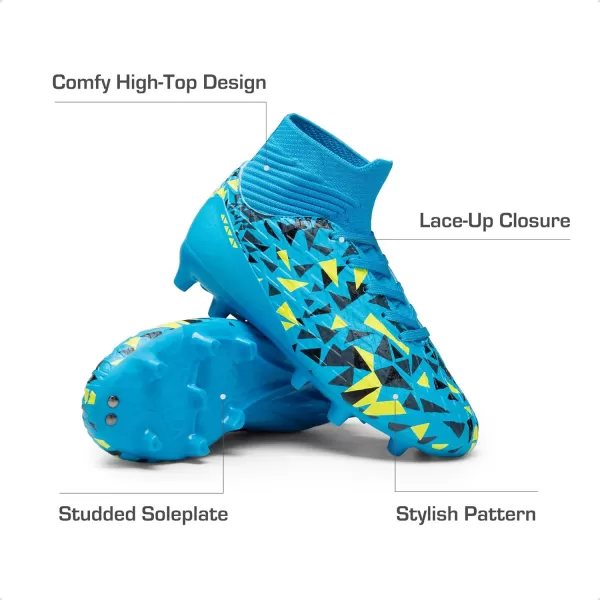 imageDREAM PAIRS Boys Football Cleats Youth High Top Firm Ground Soccer Shoes for LittleBig KidsBlue
