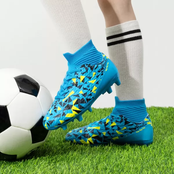 imageDREAM PAIRS Boys Football Cleats Youth High Top Firm Ground Soccer Shoes for LittleBig KidsBlue