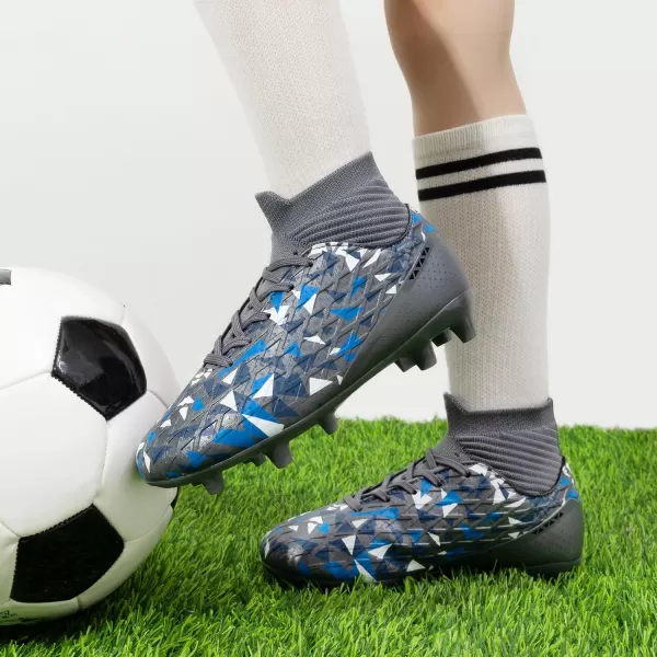 imageDREAM PAIRS Boys Football Cleats Youth High Top Firm Ground Soccer Shoes for LittleBig KidsGrey