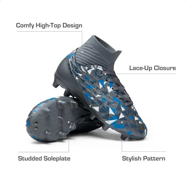 imageDREAM PAIRS Boys Football Cleats Youth High Top Firm Ground Soccer Shoes for LittleBig KidsGrey
