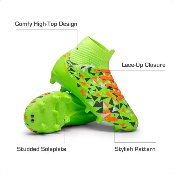 imageDREAM PAIRS Boys Football Cleats Youth High Top Firm Ground Soccer Shoes for LittleBig KidsNeon Green