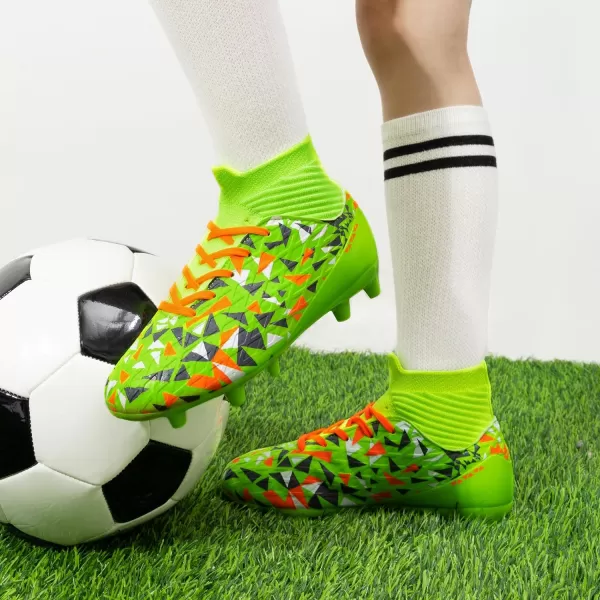 imageDREAM PAIRS Boys Football Cleats Youth High Top Firm Ground Soccer Shoes for LittleBig KidsNeon Green
