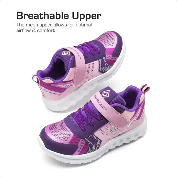 imageDREAM PAIRS Boys Girls Athletic Sneakers Breathable Running ShoesPinkPurple