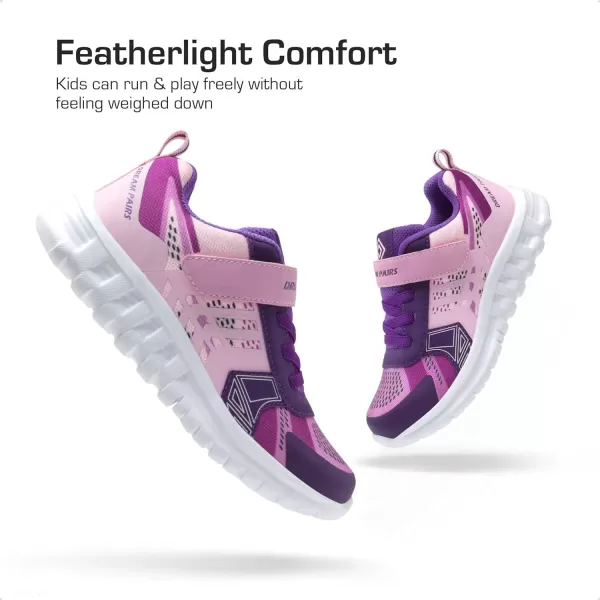imageDREAM PAIRS Boys Girls Athletic Sneakers Breathable Running ShoesPinkPurple