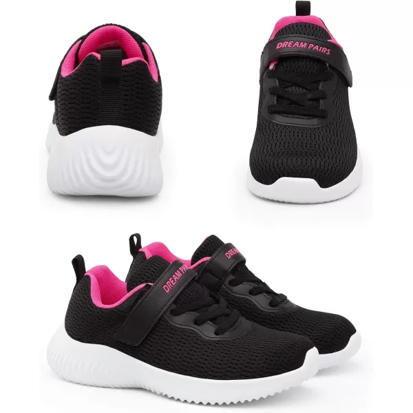 imageDREAM PAIRS Boys Girls Breathable Tennis Running Shoes Athletic Sport SneakersBlackFuchsia