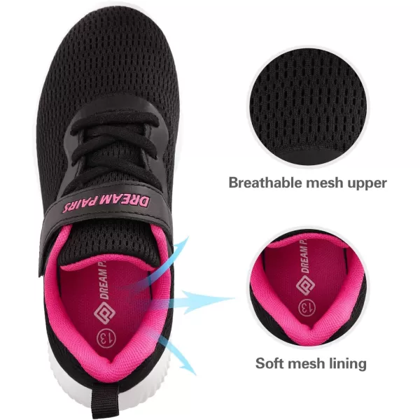 imageDREAM PAIRS Boys Girls Breathable Tennis Running Shoes Athletic Sport SneakersBlackFuchsia