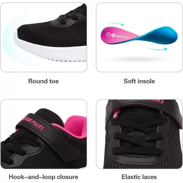 imageDREAM PAIRS Boys Girls Breathable Tennis Running Shoes Athletic Sport SneakersBlackFuchsia