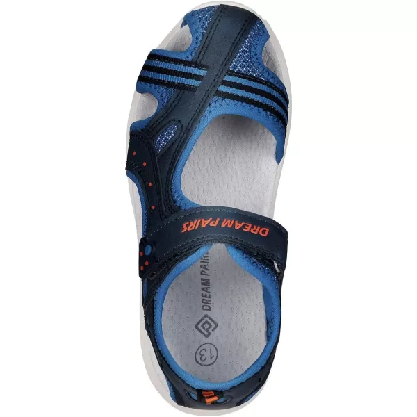 imageDREAM PAIRS Boys Girls Closed Toe Athletic Sports Summer Sandals Water ShoesDarkBlueBlueOrange