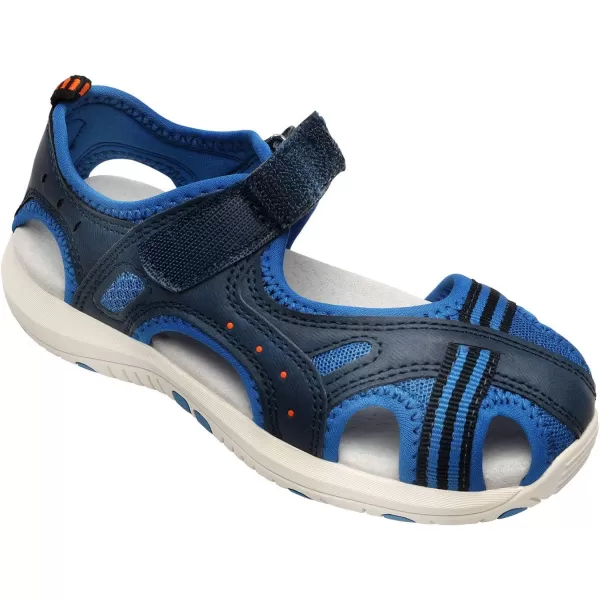 imageDREAM PAIRS Boys Girls Closed Toe Athletic Sports Summer Sandals Water ShoesDarkBlueBlueOrange