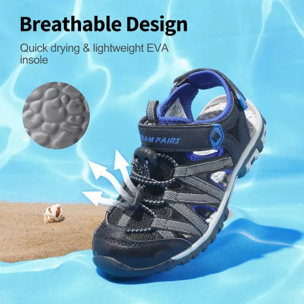 imageDREAM PAIRS Boys Girls ClosedToe Outdoor Summer Sandals ToddlerLittle KidBig KidBlackGreyBlue