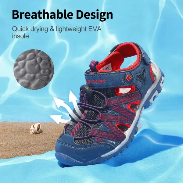 imageDREAM PAIRS Boys Girls ClosedToe Outdoor Summer Sandals ToddlerLittle KidBig KidBlueGreyRed