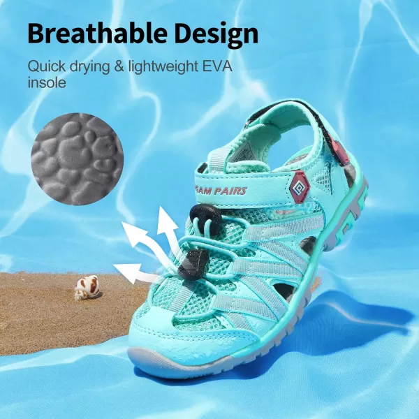 imageDREAM PAIRS Boys Girls ClosedToe Outdoor Summer Sandals ToddlerLittle KidBig KidLight GreenCoral