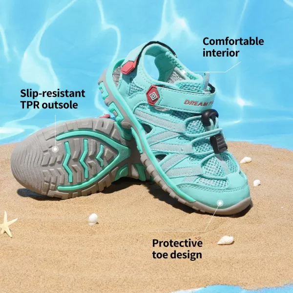 imageDREAM PAIRS Boys Girls ClosedToe Outdoor Summer Sandals ToddlerLittle KidBig KidLight GreenCoral