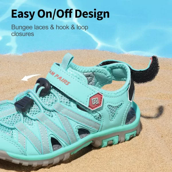 imageDREAM PAIRS Boys Girls ClosedToe Outdoor Summer Sandals ToddlerLittle KidBig KidLight GreenCoral