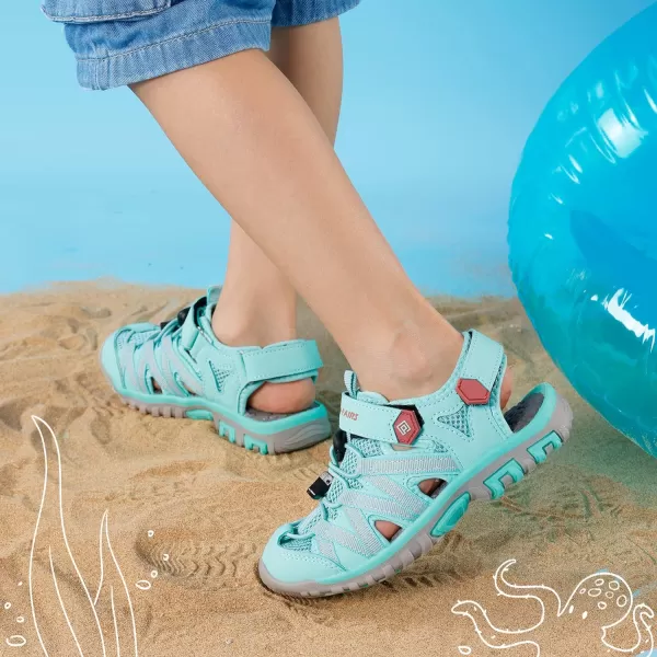 imageDREAM PAIRS Boys Girls ClosedToe Outdoor Summer Sandals ToddlerLittle KidBig KidLight GreenCoral