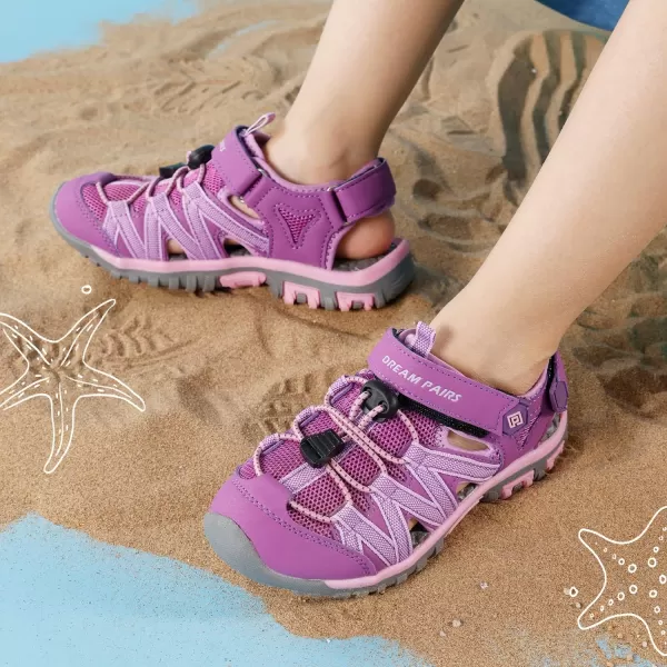 imageDREAM PAIRS Boys Girls ClosedToe Outdoor Summer Sandals ToddlerLittle KidBig KidPurpleLight Purple