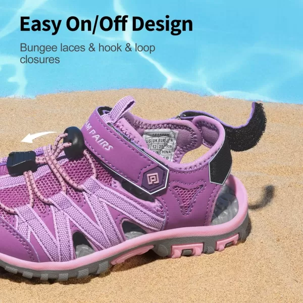 imageDREAM PAIRS Boys Girls ClosedToe Outdoor Summer Sandals ToddlerLittle KidBig KidPurpleLight Purple