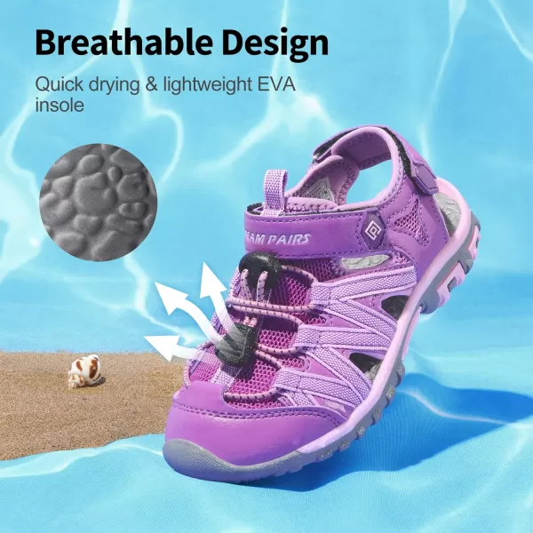 imageDREAM PAIRS Boys Girls ClosedToe Outdoor Summer Sandals ToddlerLittle KidBig KidPurpleLight Purple