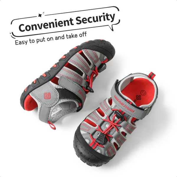 imageDREAM PAIRS Boys Girls ClosedToe Outdoor Summer Sport SandalsToddlerLittle KidBig Kid181105GreyLight GreyRed