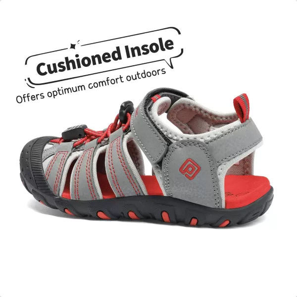 imageDREAM PAIRS Boys Girls ClosedToe Outdoor Summer Sport SandalsToddlerLittle KidBig Kid181105GreyLight GreyRed