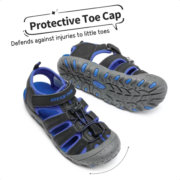 imageDREAM PAIRS Boys Girls ClosedToe Outdoor Summer Sport SandalsToddlerLittle KidBig KidBlackDark Blue