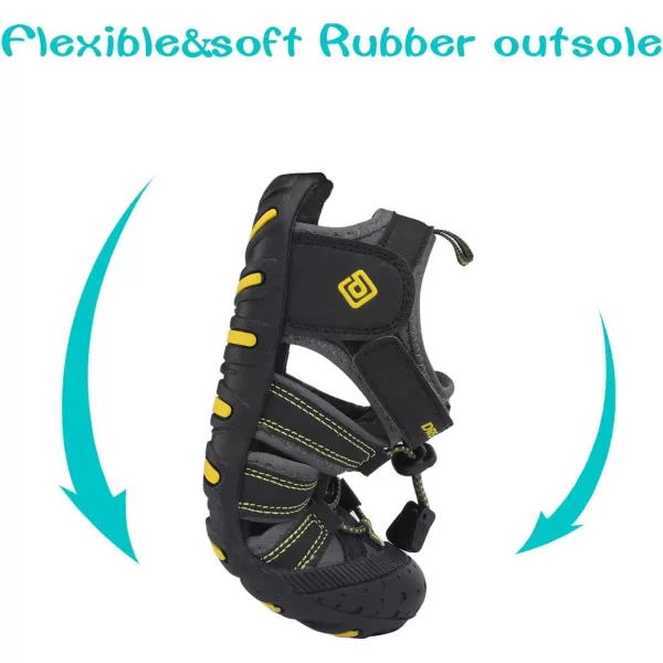 imageDREAM PAIRS Boys Girls ClosedToe Outdoor Summer Sport SandalsToddlerLittle KidBig KidBlackGreyYellow