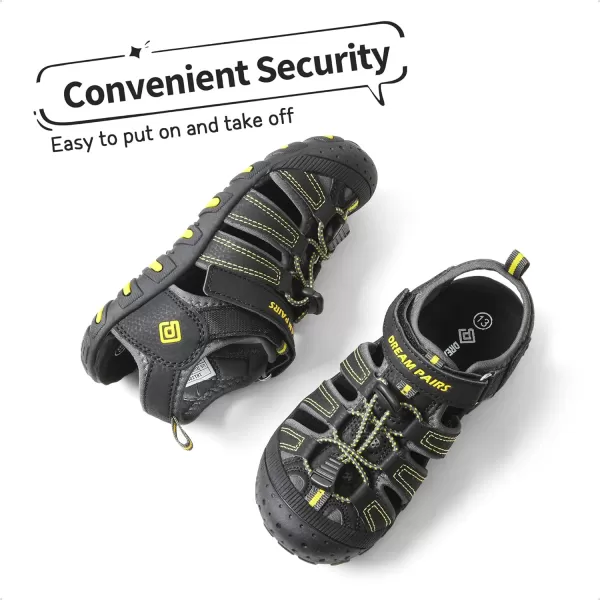 imageDREAM PAIRS Boys Girls ClosedToe Outdoor Summer Sport SandalsToddlerLittle KidBig KidBlackGreyYellow