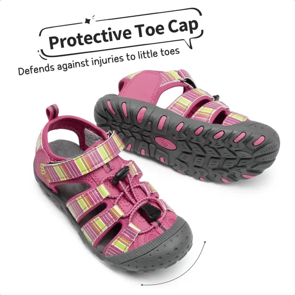 imageDREAM PAIRS Boys Girls ClosedToe Outdoor Summer Sport SandalsToddlerLittle KidBig KidFuchsiaMultiGrey