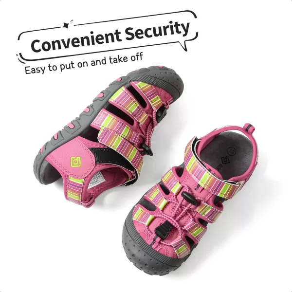imageDREAM PAIRS Boys Girls ClosedToe Outdoor Summer Sport SandalsToddlerLittle KidBig KidFuchsiaMultiGrey
