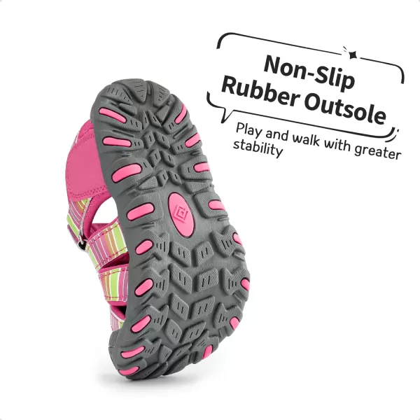 imageDREAM PAIRS Boys Girls ClosedToe Outdoor Summer Sport SandalsToddlerLittle KidBig KidFuchsiaMultiGrey