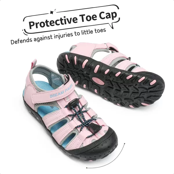 imageDREAM PAIRS Boys Girls ClosedToe Outdoor Summer Sport SandalsToddlerLittle KidBig KidPink