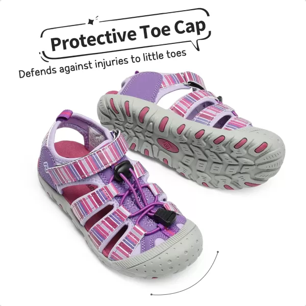 imageDREAM PAIRS Boys Girls ClosedToe Outdoor Summer Sport SandalsToddlerLittle KidBig KidPurpleLightPurple