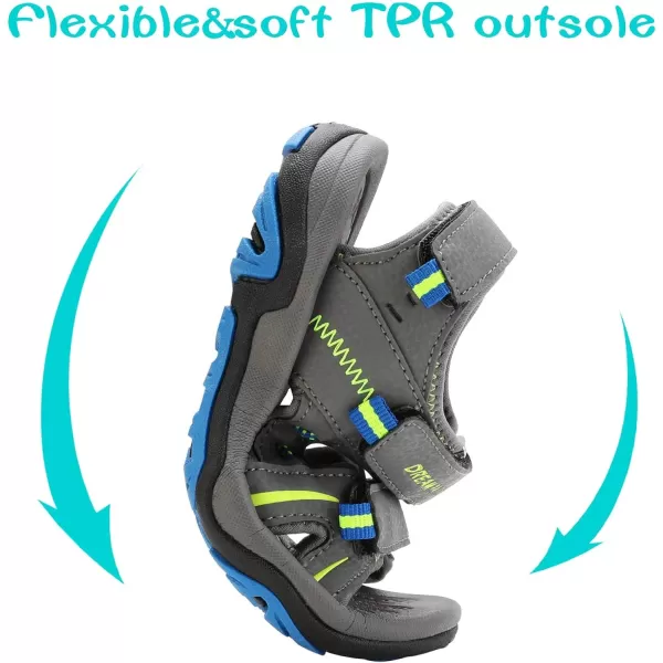 imageDREAM PAIRS Boys Girls Fashion Athletic Summer Sports SandalsToddlerLittle KidBig KidDark Grey Neon Green Blue