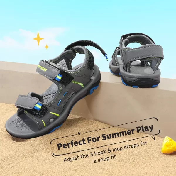 imageDREAM PAIRS Boys Girls Fashion Athletic Summer Sports SandalsToddlerLittle KidBig KidDark Grey Neon Green Blue