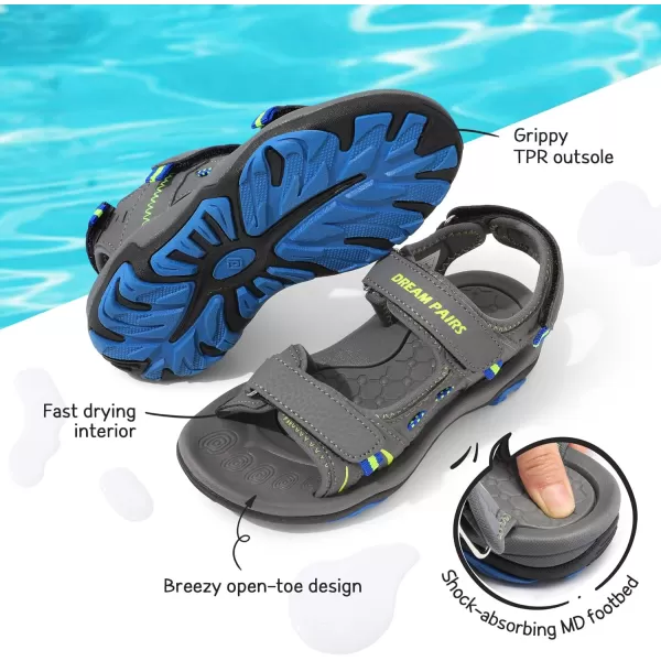 imageDREAM PAIRS Boys Girls Fashion Athletic Summer Sports SandalsToddlerLittle KidBig KidDark Grey Neon Green Blue