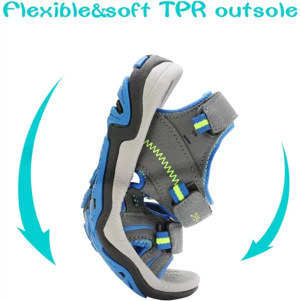 imageDREAM PAIRS Boys Girls Fashion Athletic Summer Sports SandalsToddlerLittle KidBig KidDark Grey Royal Neon Green