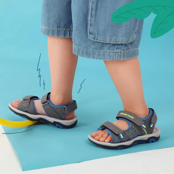 imageDREAM PAIRS Boys Girls Fashion Athletic Summer Sports SandalsToddlerLittle KidBig KidDark Grey Royal Neon Green