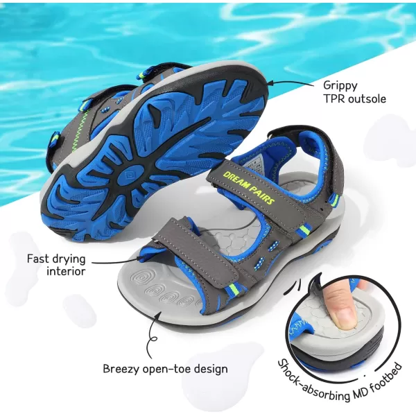 imageDREAM PAIRS Boys Girls Fashion Athletic Summer Sports SandalsToddlerLittle KidBig KidDark Grey Royal Neon Green