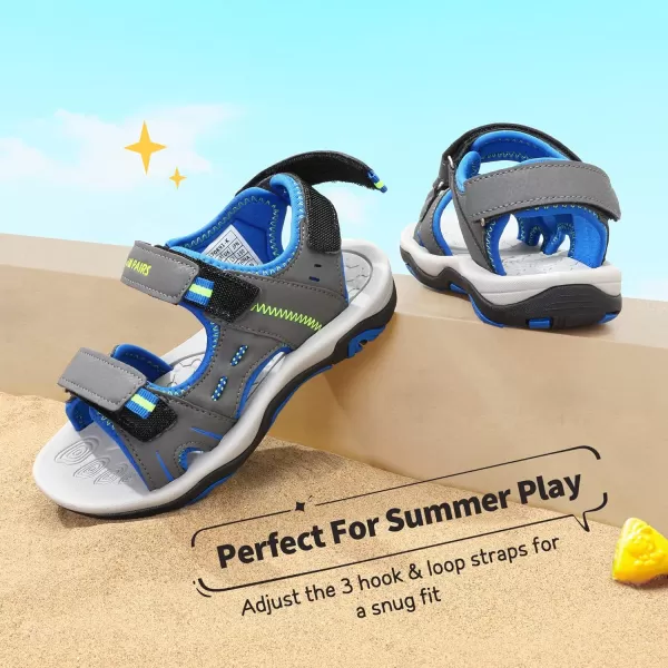 imageDREAM PAIRS Boys Girls Fashion Athletic Summer Sports SandalsToddlerLittle KidBig KidDark Grey Royal Neon Green