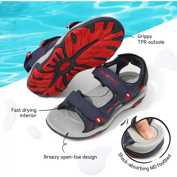 imageDREAM PAIRS Boys Girls Fashion Athletic Summer Sports SandalsToddlerLittle KidBig KidNavy Red