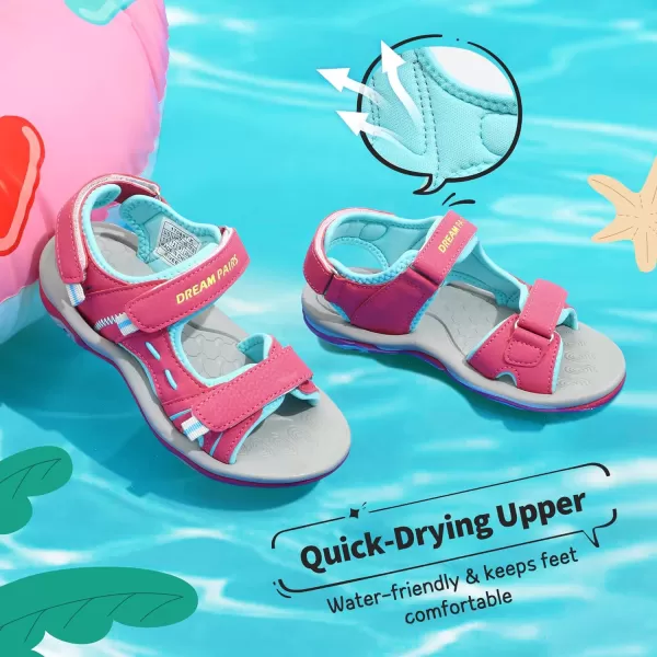 imageDREAM PAIRS Boys Girls Fashion Athletic Summer Sports SandalsToddlerLittle KidBig KidRose Red